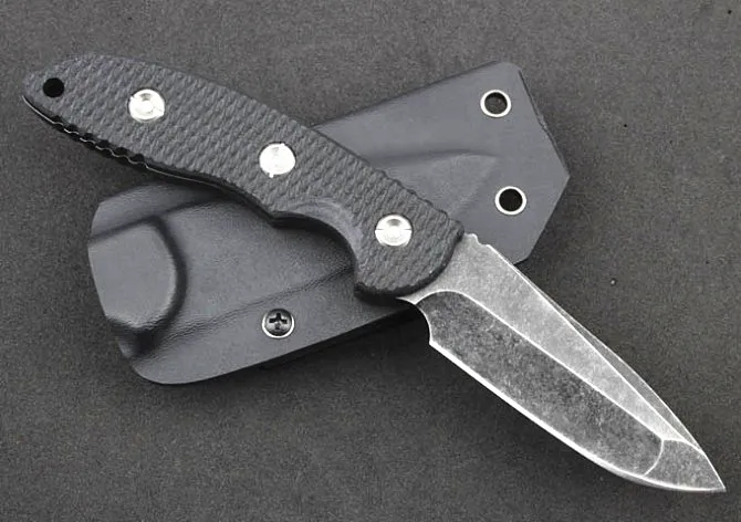 Coltello dritto di sopravvivenza XM-18 di alta qualità D2 Drop Point Stone Wash Blade Full Tang Black G10 + Coltelli con manico in acciaio inossidabile con Kydex