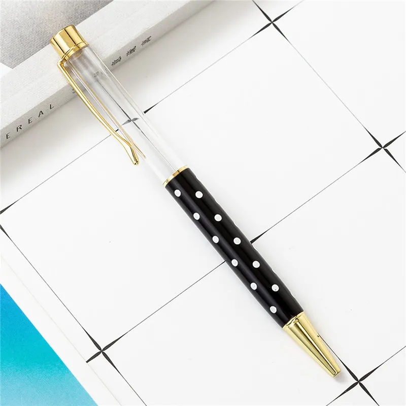 DIY Metal Pen Empty Tube Self-filling Floating Glitter Dried Flower Crystal Pen Ballpoint Pens School Office Writing Supplies Stationery S