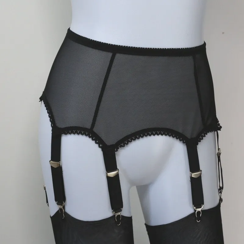 Vintage Lace High Waist Crotchless Garter Belt For Women 6 Straps