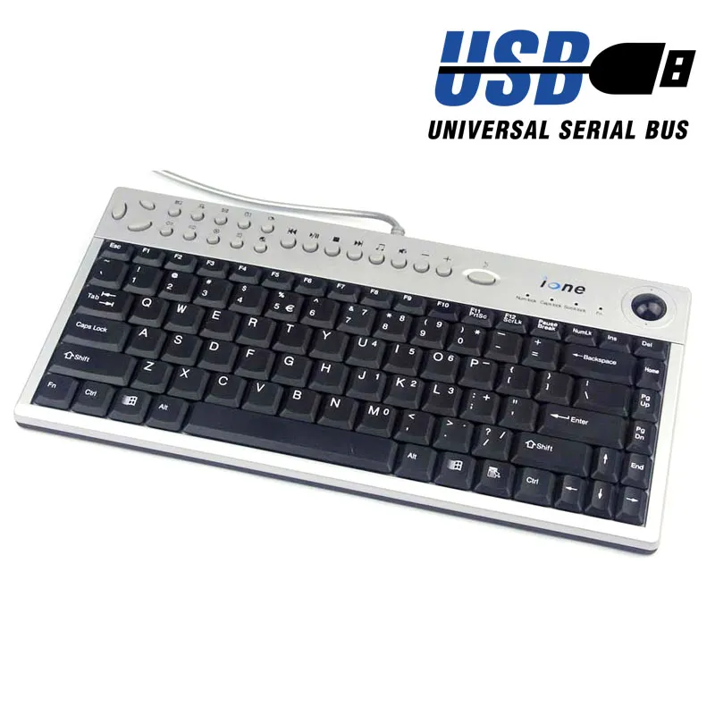 Aiwang Slim Keyboard Ione Scorpius K3NT Mutimedia Usb Tastiera Con Mini Trackball multimediale industriali tasti di scelta rapida interfaccia USB