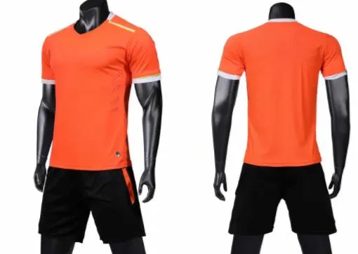 2019 Populära Mäns Mesh Training Football Suit Adult Custom Logo Plus Nummer Fotboll Tröjor Satser med Shorts Customized Uniforms Kits Sport