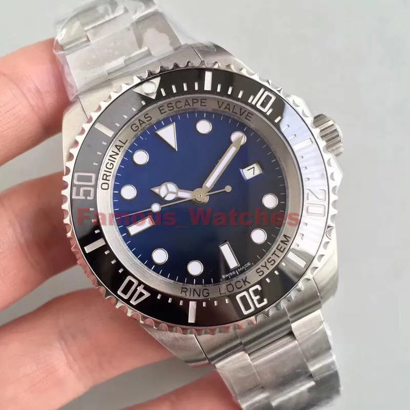 2024 Ny lyxklocka Deep Ceramic Bezel Sea-Dweller Sapphire Cystal Stanless Steel With Glide Lock Clasp Automatiska mekaniska herrklockor