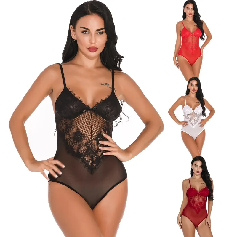Donna Multicolor S-XXL Sexy cut-out Midnight Floral Lace Underwire coppe Mesh Teddy con cinghie regolabili Intimo Night Sleepwear Lingerie
