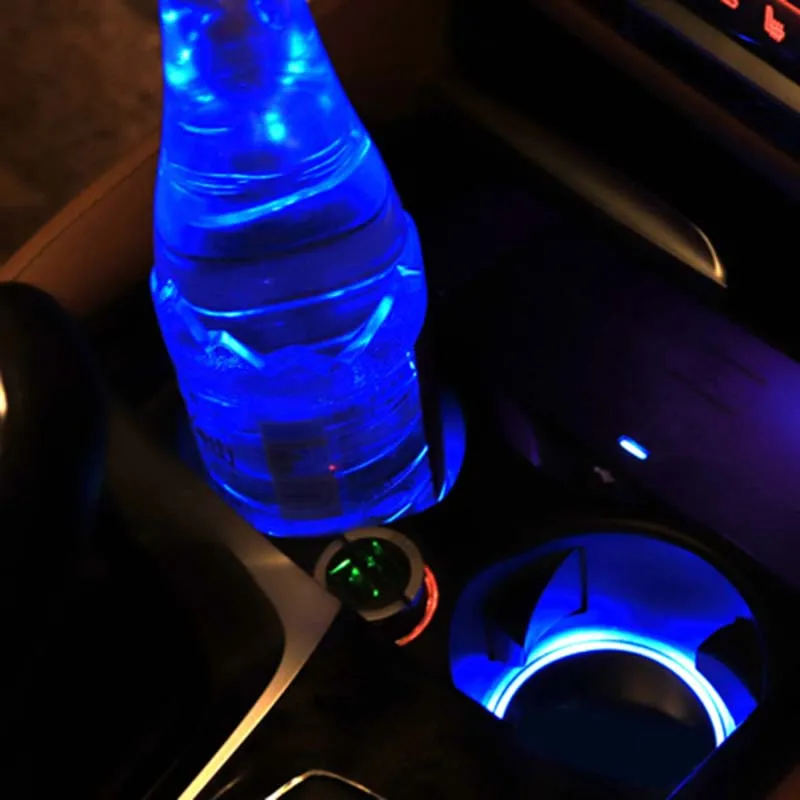 LED CAR Cup Mat Atmosphere Lights för alla bilar RGB USB-laddningskoppar Pad Interior Atmosphere-LAMP287Y