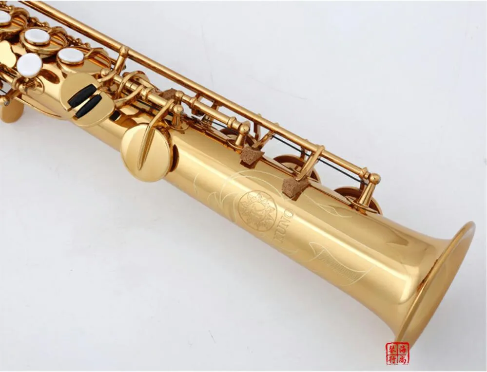 95% cópia instrumento Japão KUNO KSS-902 Soprano Saxophone ouro Lacquer B plana Sax Professional Musical Com Caso bocal