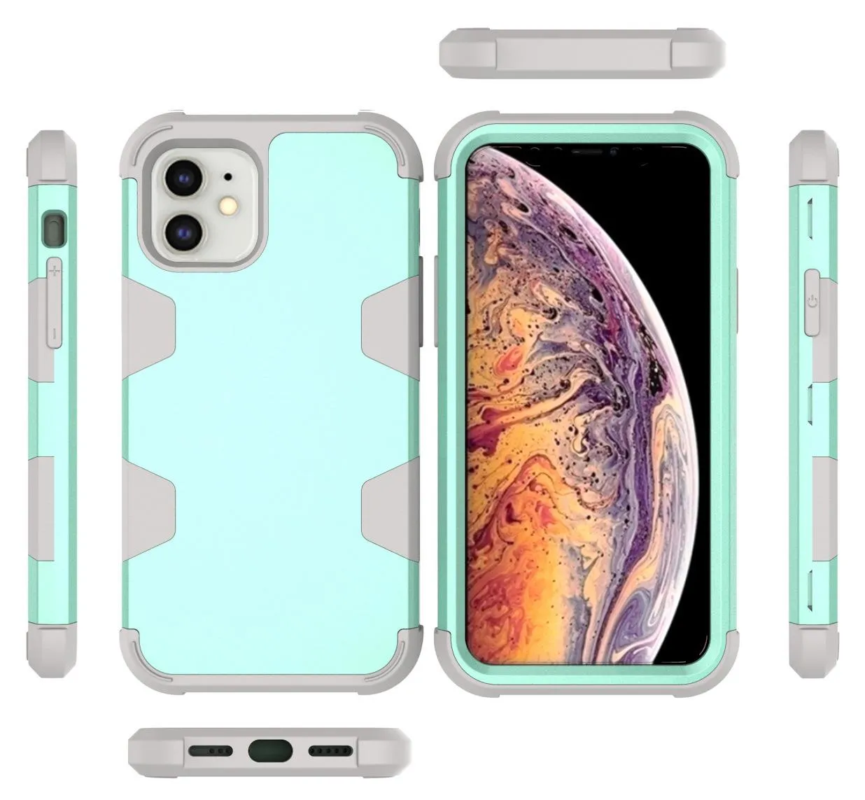 Funda de teléfono de lujo para iPhone 11 Pro X XS XR Max 3 en 1 Fundas de teléfono Samsung Galaxy S10 plus Note 8 9