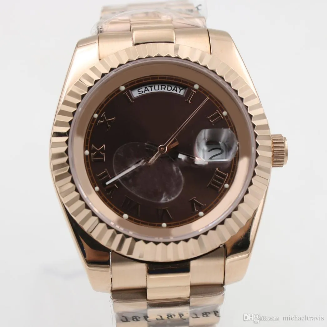 Relógio automático masculino luxo ouro rosa relógio masculino luxo mechinal 40mm tamanho vidro safira alta qualidade