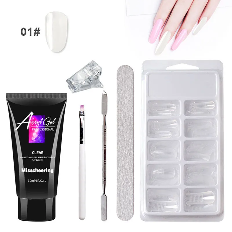 Nail art kits smärtfri förlängning gel manikyr pappersfack snabb kristall modell smärta mindre kristaller lim set gratis skepp 3sets