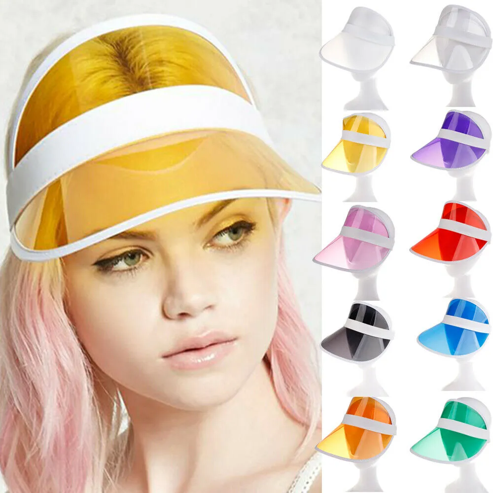 Cappello estivo in PVC Visiera parasole Cappello casual da festa in plastica trasparente Protezione solare per adulti Cappelli sportivi da esterno Donna