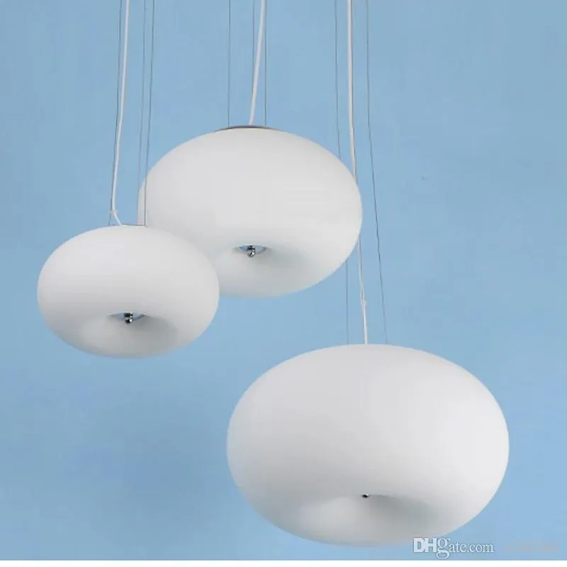 Lampe suspendue en verre blanc avec beignet, luminaire décoratif d'intérieur, idéal pour un salon, une salle à manger, un Restaurant, un hôtel, un Bar, un café ou un Loft