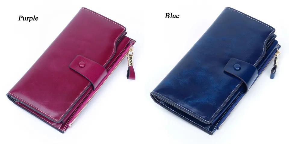 2019 hot style antimagmagnet RFID leather lady's purse high-end oil and wax leather multi-card lady's purse the most stylish way to DHL