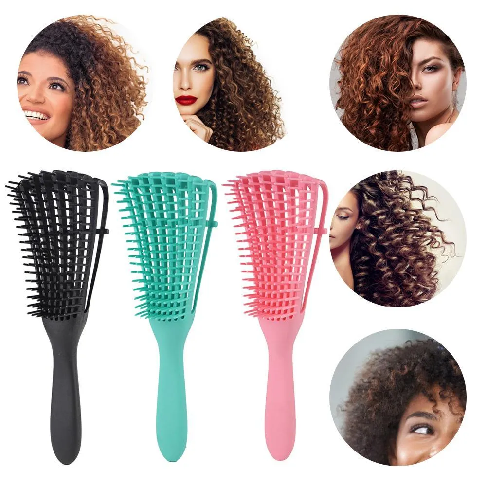 Natural Hair Detangler Tangle Removal Cam Detangling Borstel Krachtige functie Antislip Design voor Afro-Amerika 3A tot 4C Kinky Golvend