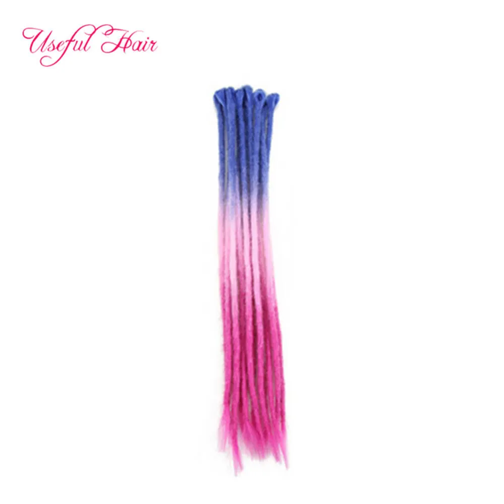 Alileader 52Colors Rose Rouge Doux Ombre Main Dreadlocks Cheveux pour Dreads Synthétiques Faux Extensions de Cheveux pour Hommes Femmes Sister Locks Twist