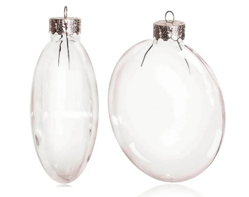 Livraison gratuite décoration de Noël transparente à peindre bricolage, ornement de disque de verre de 80 mm avec capuchon en argent, 100/paquet