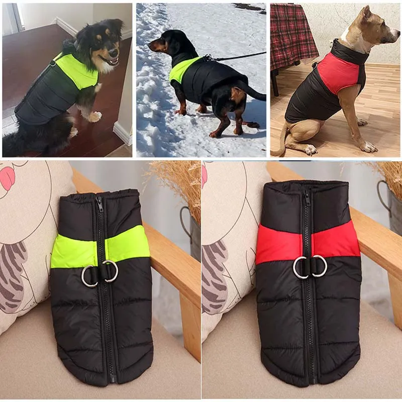 Autumn Winter Dog Warm Waistcoat Apparel Pet Dog Vests rockar med kopplar ringar hundkläder