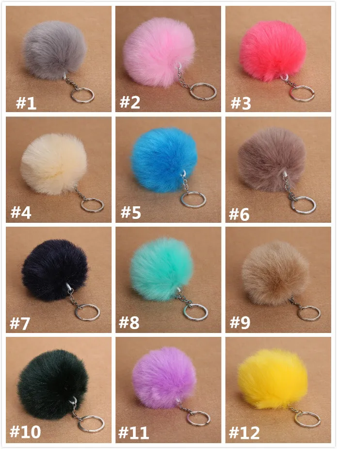 8cm Faux Fur Ball Keychain Pompom Fluffy Lovely Key Chain KeyRing Cute Pom Pom Porte Clef For Women Bag Charm Toys gift