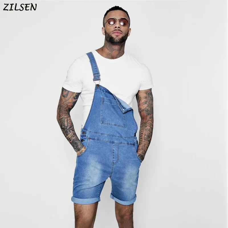 2019 New Men Pocket Trousers Suspender Casual Pants Man Fashion harem Summer Autumn Men's Overall Casual Playsuit Jeans