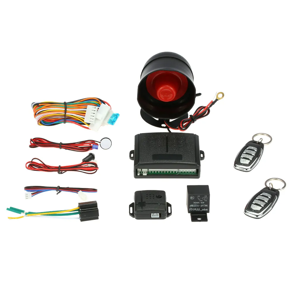 1 Way Car Z1100 Alarm System With Siren, 2 Keychain Buttons, Remote