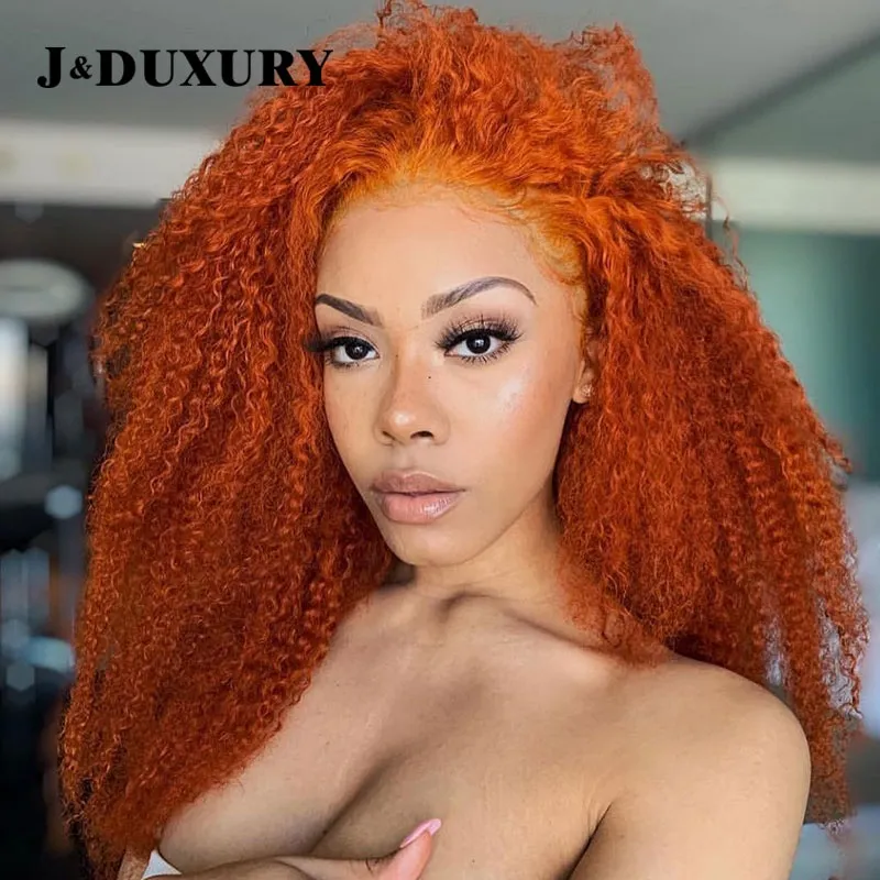 350 # couleur nacarat crépus bouclés pleine dentelle brésilienne cosplay remy perruque de cheveux humains Full Lace perruques de cheveux humains