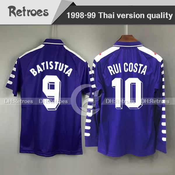 Risparmia alla grande su Camicia Fiorentina 1998/1999 Retro Edition  Florence Soccer Jersey 98 99 00 Florence BATISTUTA 10 RUI COSTA 1999 