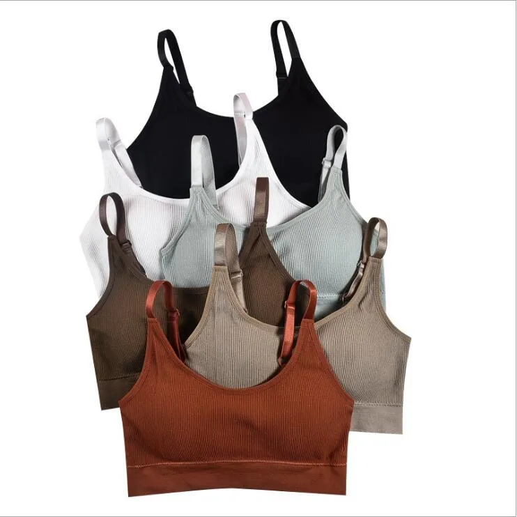 Bras Strapless Sports Bras Workout Crop Tops Executando Braços à prova de choque Brasil Vest Fitness Elastic Sólido Ajustável Verão Bra Mulheres Underwear B4952