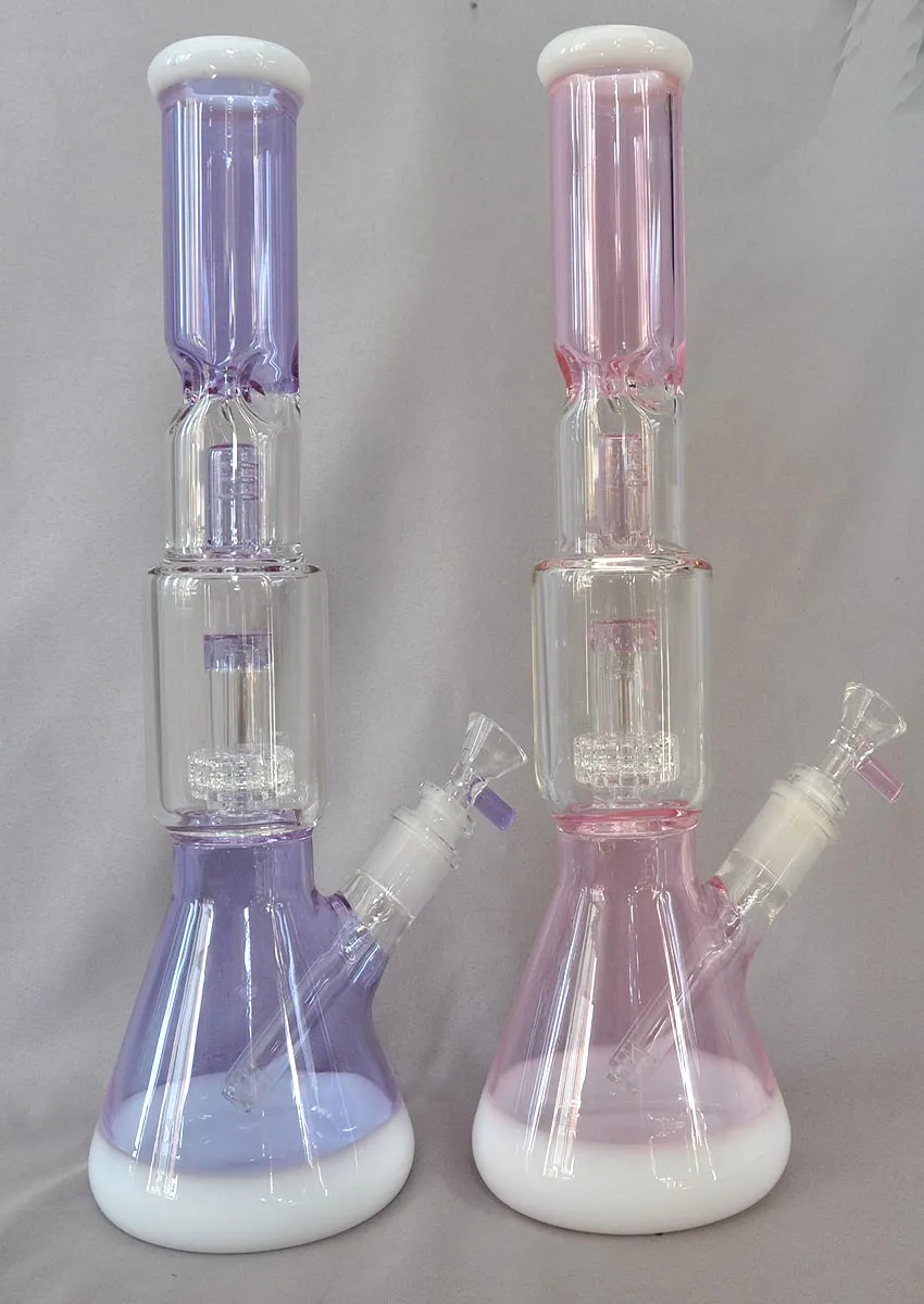 Vintage High Quality Perc Glass Bong Water hookah Pipe 35cm height 700g weight can put customer logo