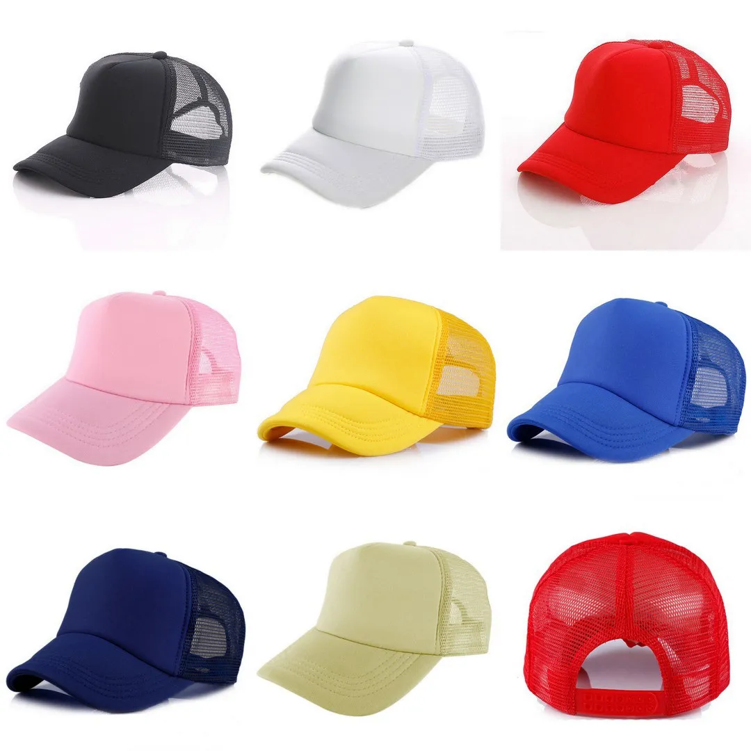 Wholesale 10pcs/Lot Plain Trucker Mesh Hat Snapback Blank Baseball Cap Adjustable Size Spring Summer Party Beach Outdoor Street Church Sunhat