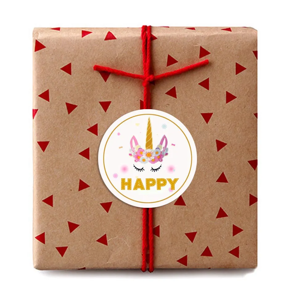 Tronzo Unicorn Candy Box Sticker Birthday Party Decorations kids Happy Unicorn Party Gift Box Stickers Packaging Wedding Gifts