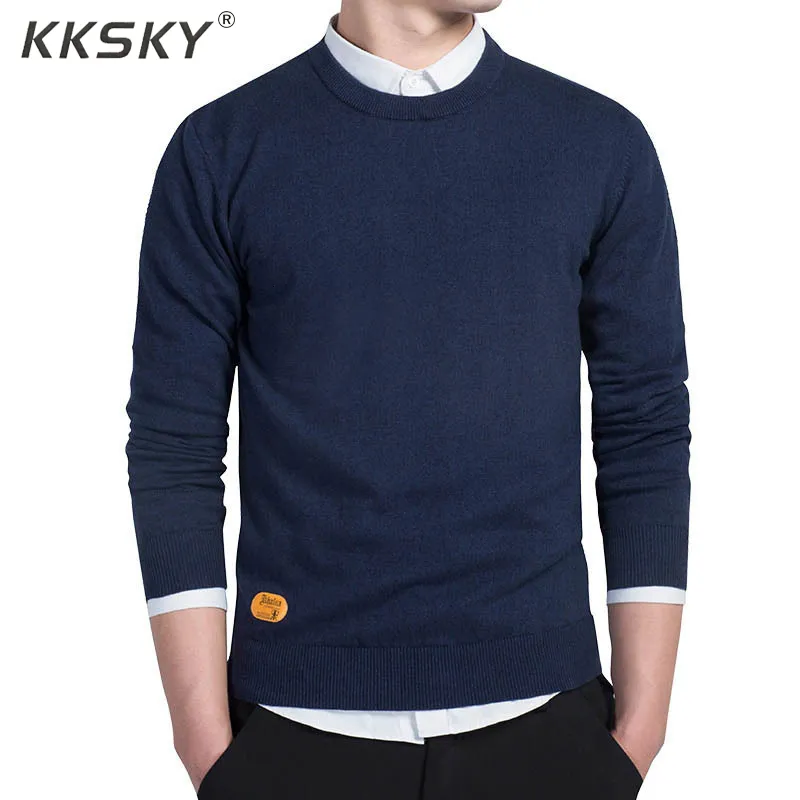 Mens Cotton Sweater Pullovers Men O-neck Sweaters Jumper black Autumn Thin Male Solid Knitting Clothing Grey Black M-3xl New SH190930