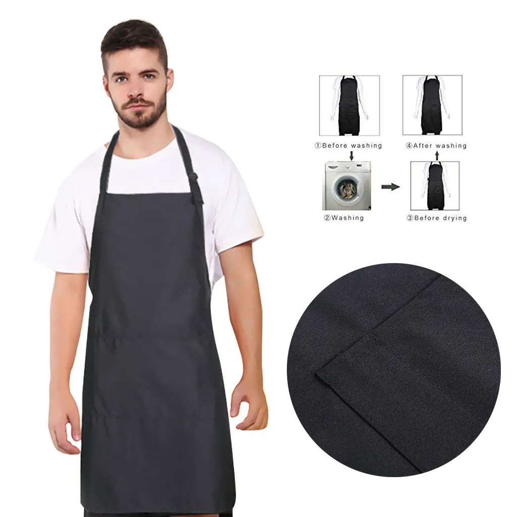 Kitchen Apron Delantal Cocina Kitchen Cooking Adjustable Bib Apron with  Pocket Extra Long Ties for Women Men, Chef