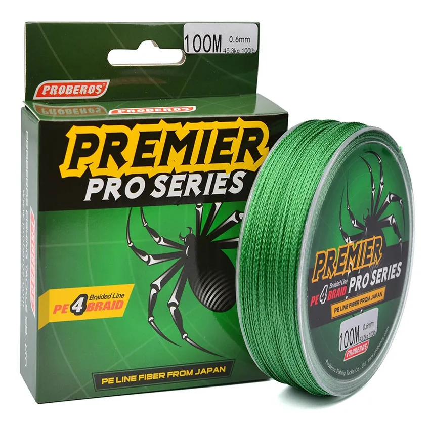 100M Braided Fishing Line PE Fishing Lines 4 Weaves, 6LB 100LB