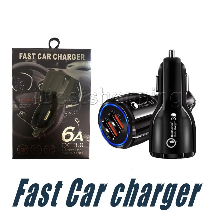 Chargeur de chargeur de voiture rapide QC 3.0 3.1A Chargeur de téléphone de voiture rapide LED Dual USB Fast Chargeur Chargeur DC 12-24V pour smartphones