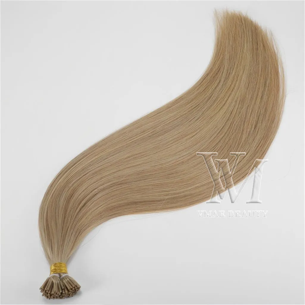 I Wskazówka Prosta Keratyna Ludzkie Przedłużenia Włosów 0.5g Strand 100s Pre Bonded Hair Extensions 18 do 30 cali # 1b # 6 # 8 # 60 # 613 Dziewicy Human Hair
