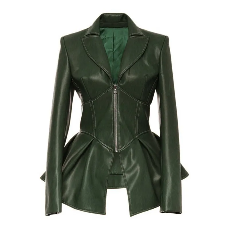 Ladys rosetic leather coat 2025