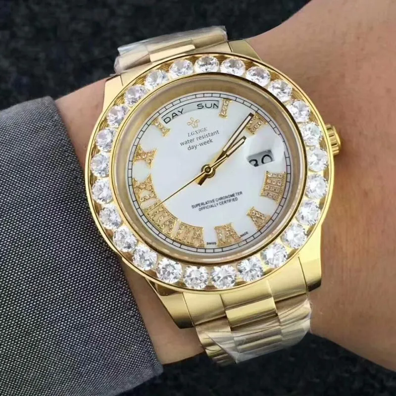 Iced out uhr top band diamanten uhr für männer wasserdichte kristall gold berühmte männliche uhr montre homme