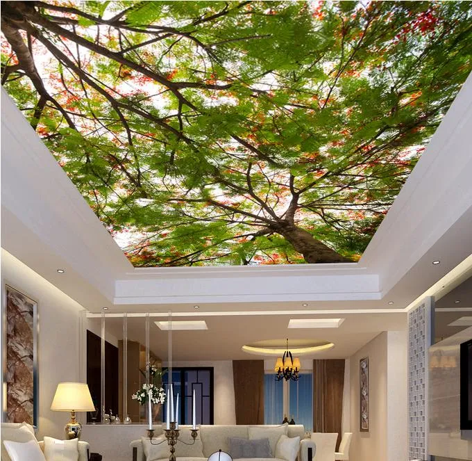 Custom Any Size 3D Wall Mural Wallpaper Original Forest Tree Top Sky ...