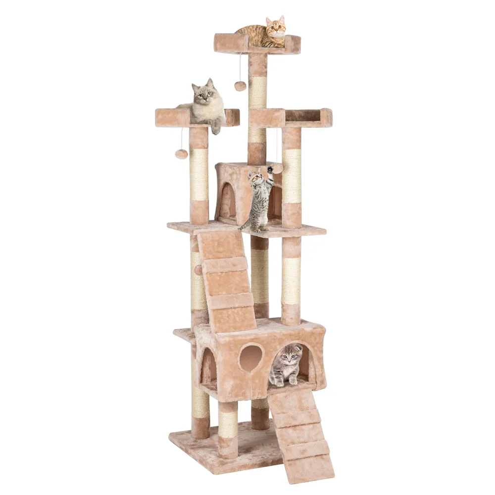 Torre de Árvore Apartamento de Apartamento Mobiliário com Escadas Riscando Coluna Pet Casa Jogar Escalada Quadro Raspador Cat Bitter Stone