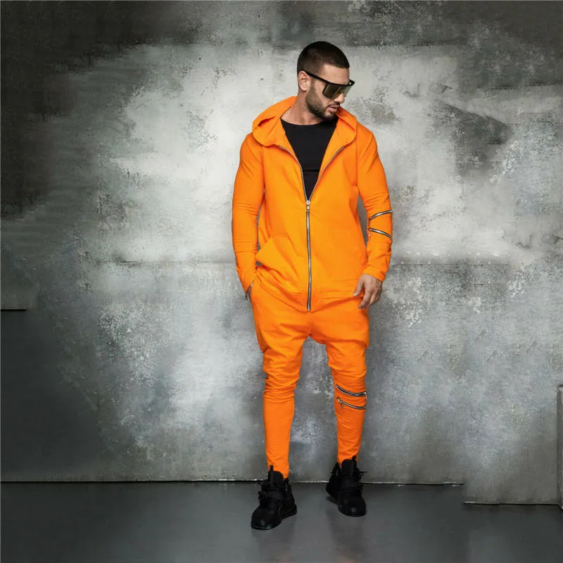 I nuovi Mens Tute Designer con set Pantaloni Zipper cardigan con cappuccio di colore solido con cappuccio completo Sport Street Style 2 pezzi