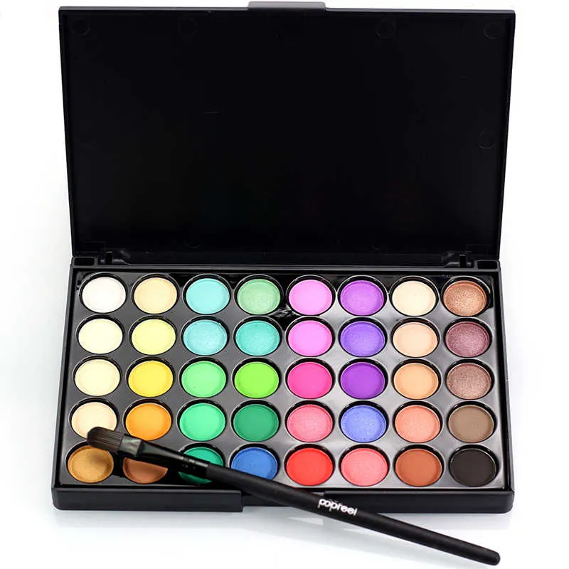 POPFEEL Shimmer Matte Eye Shadow 40 color Makeup Luminous Glitter Eyeshadow Palette waterproof Sombra Paleta De Sombra Cosmetic + brush