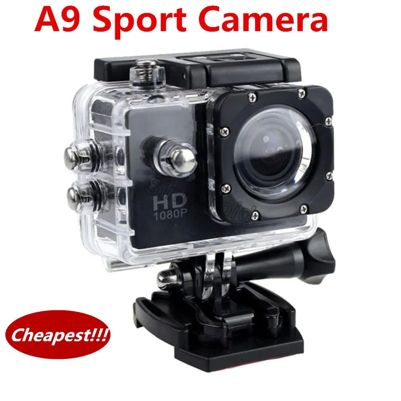 Dykning 2,0 tums skärm A9 Action Camera Full HD Mini Sport DV 1080P Manuell Vattentät Kamera Hjälmkameracekter Billigaste A9 Sportkamera