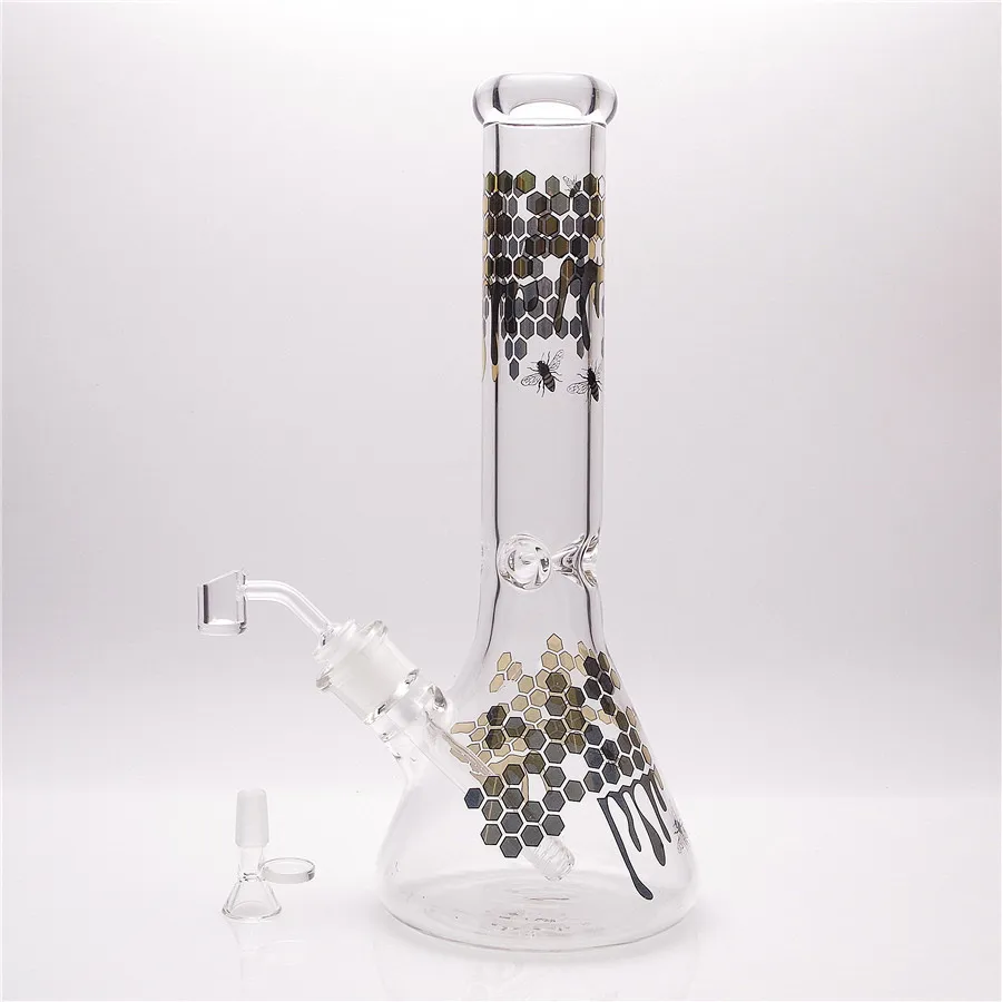 13.8in Hookah Beaker Färgmönster Glass Bong Waterpipe Dabrig med 1 Clear Bowl inkluderade global leverans