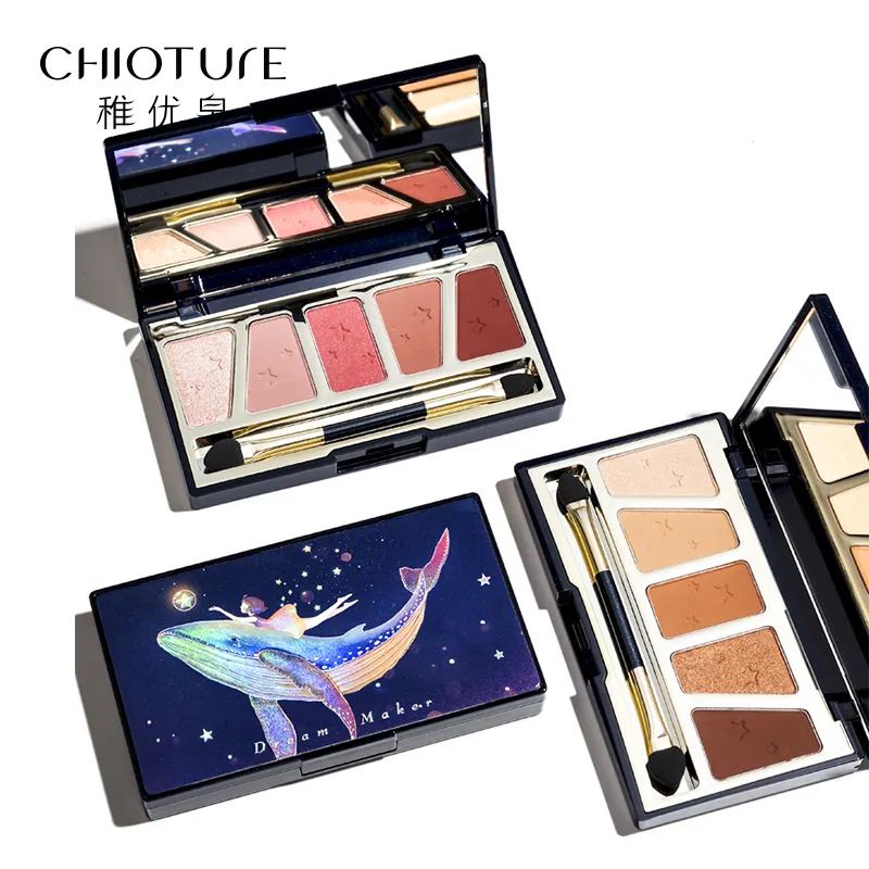 Eye Shadow Chaioture 5 cores paleta de sombra fosco glitter diamante shimmer primer mulheres luminous mulheres estrela quente