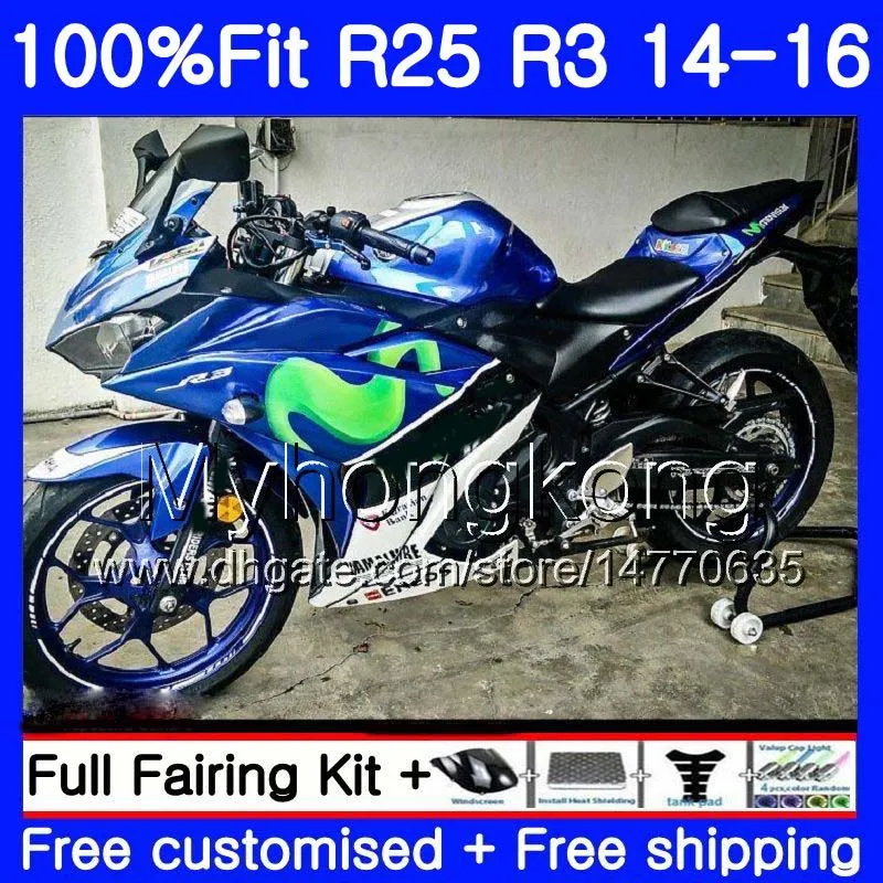 Corps d'injection pour YAMAHA YZF R3 R25 Movistar Blue hot YZF-R3 YZFR25 14 15 16 17 240HM.2 YZF-R25 R 25 YZFR3 2014 2015 2016 2017 Kit de carénages