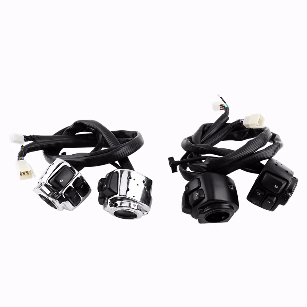 Freeshipping Car-Styling New 2x Motorcycle 25mm 1" Handlebar Control Switch + Wiring Harness for Harley Motorcycle Handlebar Switch Control