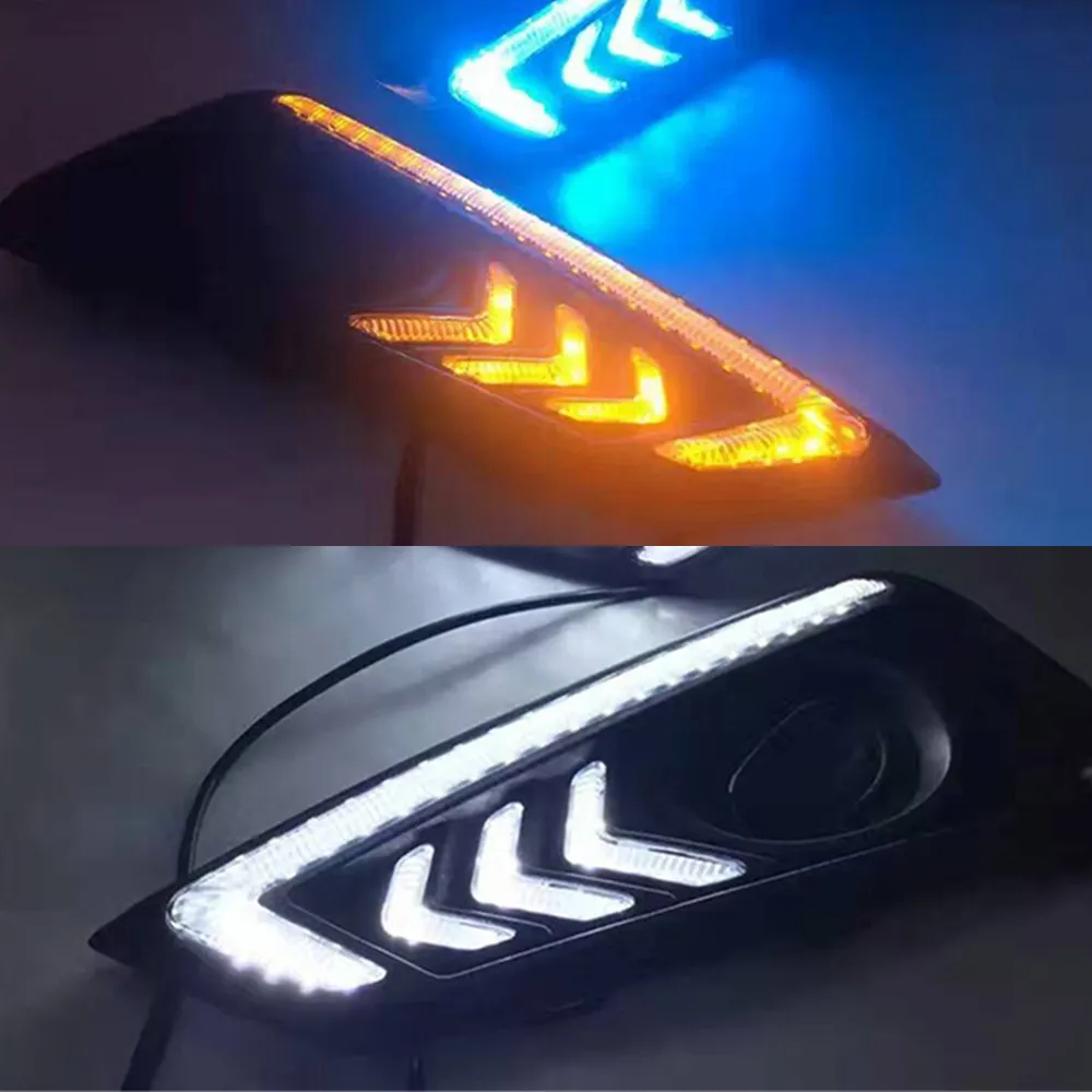 2 uds coche led DRL luz de circulación diurna para Honda city Grace 2015 2016 señal de giro cubierta de luz antiniebla arnés de cableado de luz antiniebla Switch283M