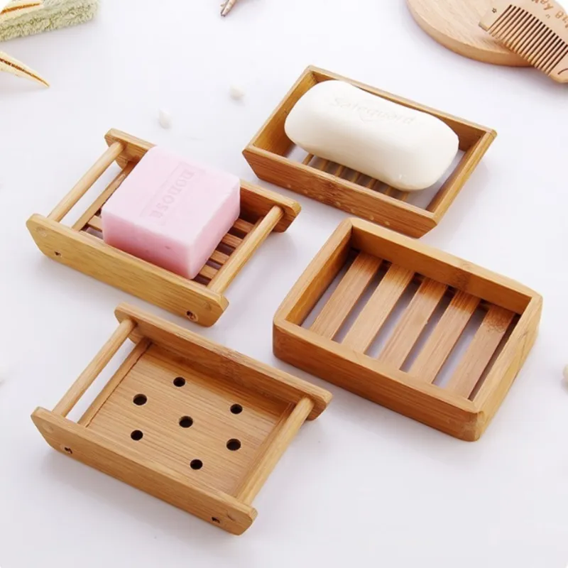 Ny kreativ enkel bambu och trä hand läcker tvål tvål i badrum badrum trä tvål boxhållare