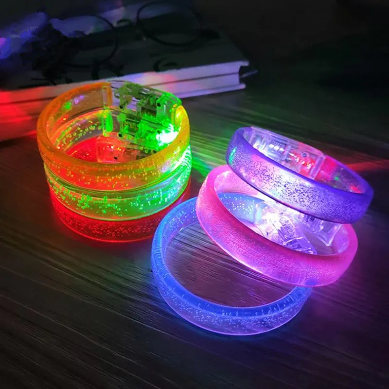 Acrilico incandescente unisex LED Light Up Flash Bracciale Bangle Bracciale luminoso per forniture per feste di Natale F3141