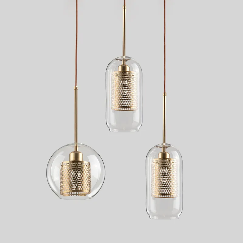 Modernt glas hänge ljus nordisk hängande lampa vardagsrum loft industriell inredning kök ljus fixtur lyx glansarmatur