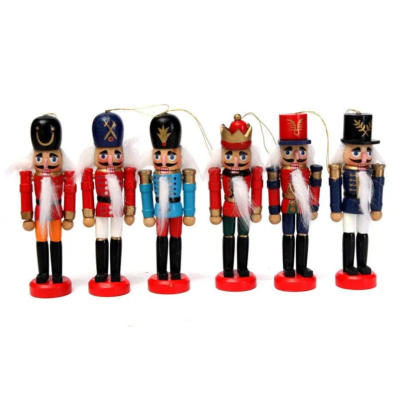 Wooden Nutcracker Doll Soldier Miniature Figurines Vintage Handcraft Puppet New Year Christmas Ornaments Home Decor