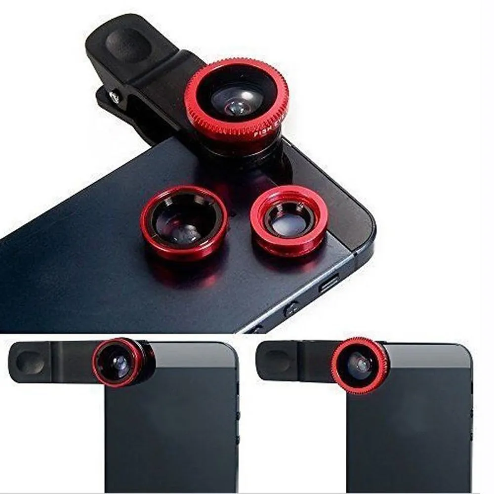 Lente Con Clip Para Cámara Macro Gran Angular 3 In1 Fish Eye Para Teléfono  Celular Universal De 0,84 €